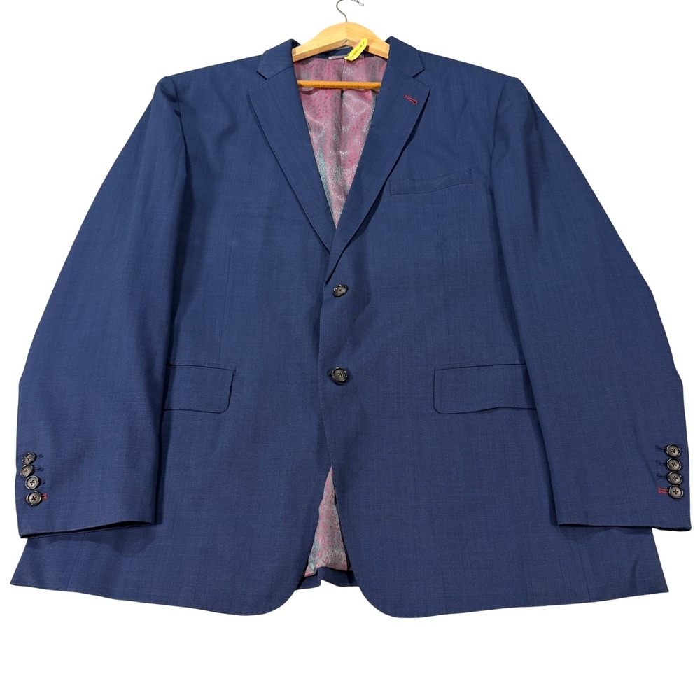Bespoke Holland & Sherry Mens 50L Tall Blue Merino Wool Blazer Sport Coat Custom